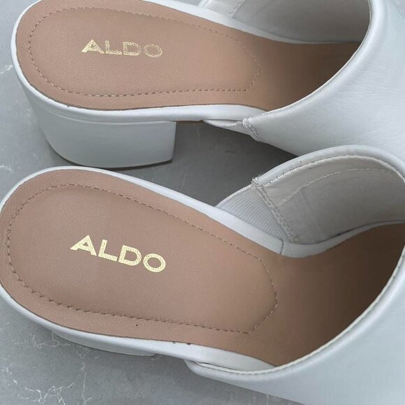 White Aldo chunky heel mule slides - Picture 4 of 6